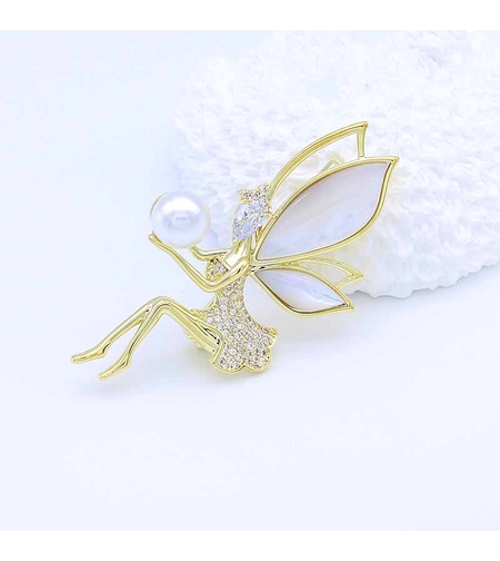 Fairy luxury brooch yellow gold platting
