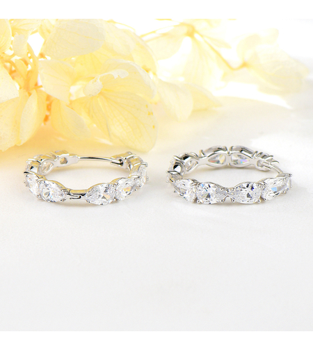 Сребърни обеци Халки с родий | колекция Delicate Silver | Бижута Invoke.bg