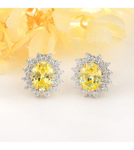 Сребърни обеци с платина и цветни кубични циркони | Колекция Silver Premium | Бижута Invoke.bg