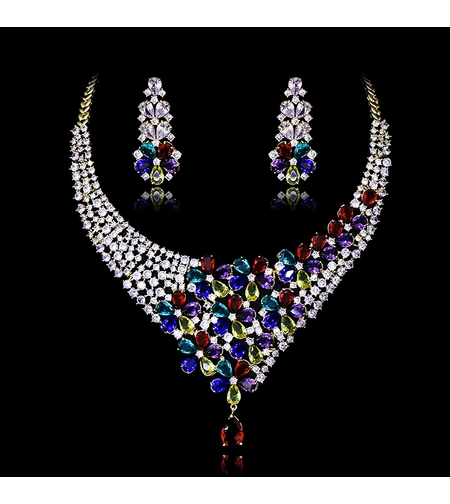 Комплект жълто позлатяване 'Пъстри цветя' - LSS | Колекция Luxury Secret | Бижута Invoke.bg