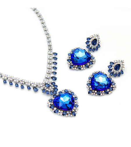 Комплект бяло позлатяване синьо сърце 1000000000627 | Колекция Luxury Secret