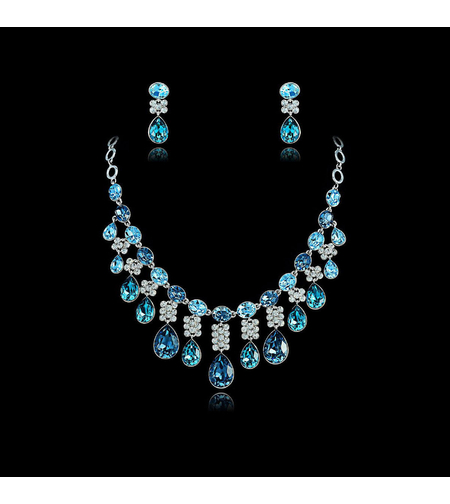 Комплект бяло позлатяване с кристали Swarovski - LSS50 | Бижута Invoke.bg