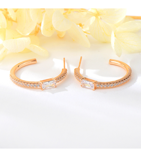 Сребърни обеци Халки с розово позлатяване 2700000045114 | колекция Delicate Silver | Бижута Invoke.bg