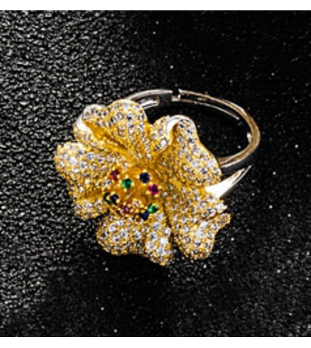 Пръстен бяло позлатяване 'Красиви цветя' | Колекция Luxury Secret | Бижута Invoke.bg