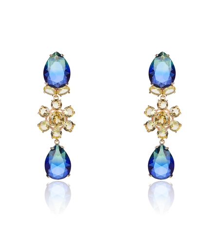 Обеци жълто позлатяване цветна градина | Колекция Luxury Secret | Бижута Invoke.bg