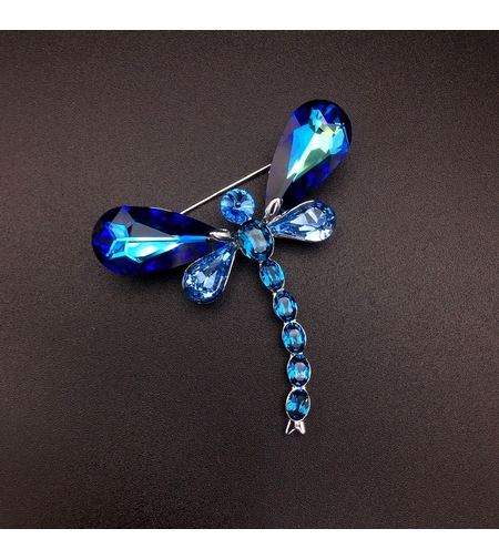 Брошка бяло позлатяване 'Синьо водно конче' | Бижута Invoke.bg