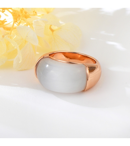 Пръстен розово позлатяване обемен с котешко око | Колекция Rose Gold | Бижута Invoke.bg