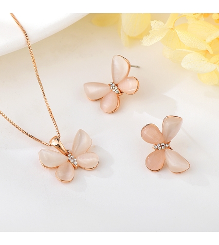 Комплект розово позлатяване пеперуда | Колекция Rose Gold | Бижута Invoke.bg