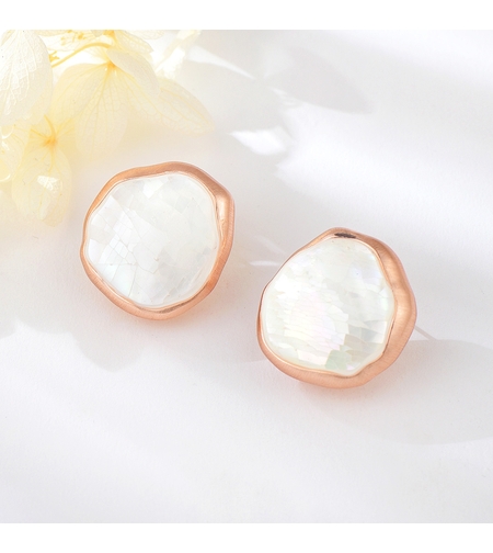 Обеци розово позлатяване със седеф | Колекция Rose Gold | Бижута Invoke.bg