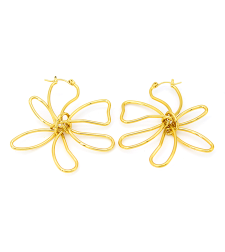 Yellow Gold Plated Earrings Flowers 2405112599318 | Desert Shine Collection