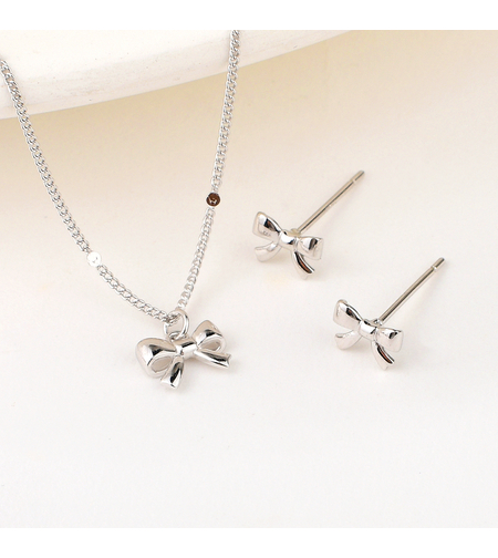 Сребърен комплект Панделка с родий | колекция Delicate Silver | Бижута Invoke.bg