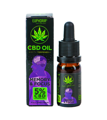 Euphoria 5% CBD масло Memory & Focus, капки 10мл