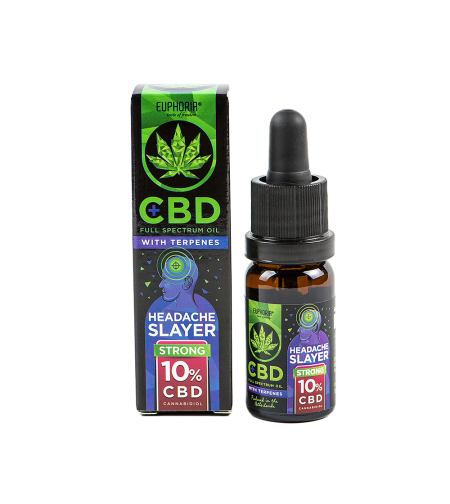 Euphoria 10% CBD масло Headache Slayer, капки 10мл