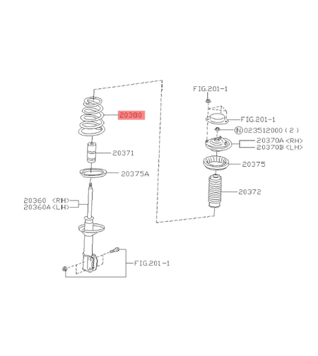 Задна пружина за СУБАРУ ФОРЕСТЪР SUBARU FORESTER SF5 EJ202 20380FC120 20380-FC120 OEM SUBARU