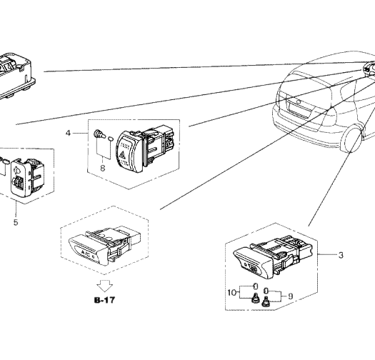 Датчик бутон аварийно спиране гориво ХОНДА ЦРВ 1 2 3 ФРВ СИВИК АКОРД 35910S04G01 35910-S04-G01 OEM HONDA