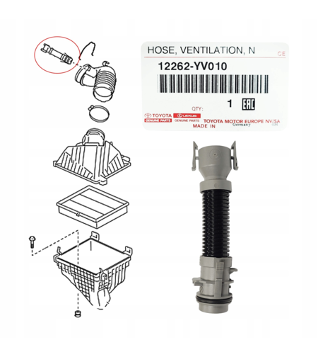 Маркуч вентилация за ТОЙОТА АУРИС АВЕНСИС РАВ 4 ВЕРСО TOYOTA AURIS AVENSIS 12262YV010 12262-YV010 OEM TOYOTA