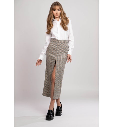 AYLA CHECKED MIDI SKIRT