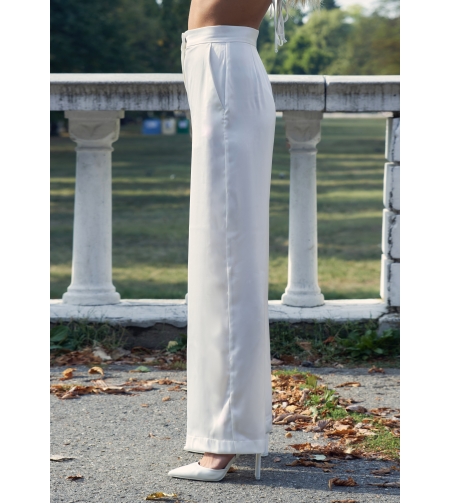 WHITE PEARL SATIN TROUSERS