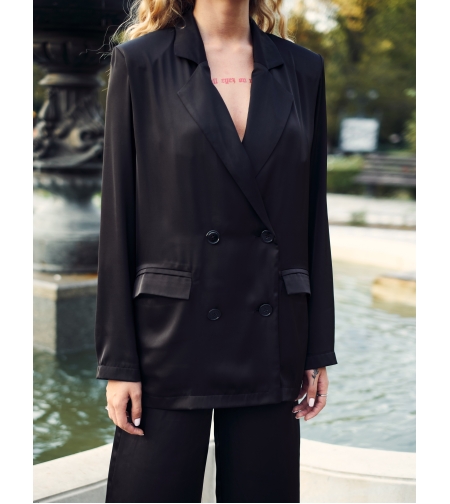 BLACK PEARL SATIN BLAZER