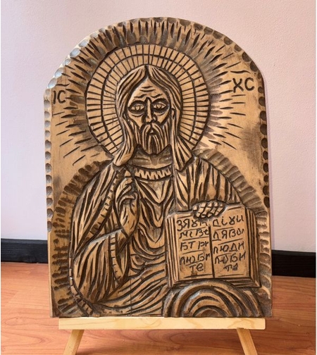 Ръчно изработена дърворезба икона Исус Христос