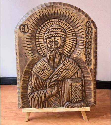 Ръчна дърворезба икона Св.Спиридон
