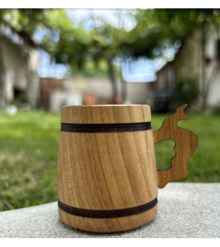 Мини дървена халба