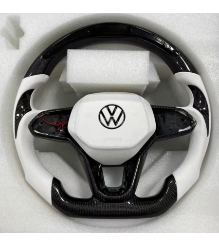 VW R Line бял спортен волан с карбон и кожа