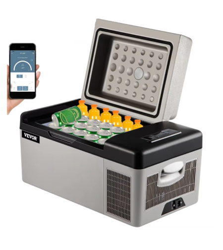 Компресорен авто хладилник VEVOR 20L – 12V/24V/220V, APP контрол, фризер до -20°C
