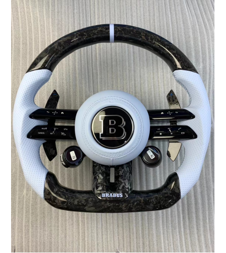 Brabus спортен волан Carbon & бяла кожа с LED дисплей (2019–2022)