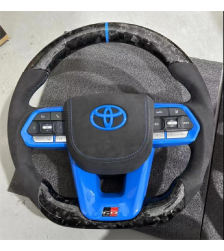 Toyota GR спортен волан карбон алкантара със сини акценти
