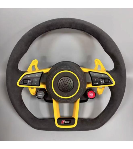 VW RS спортен волан – Alcantara и жълти акценти