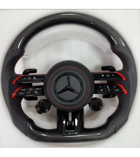Mercedes AMG спортен волан Carbon с червен акцент и контролери