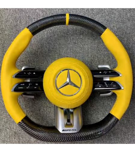 Mercedes AMG спортен волан – Carbon & Жълта кожа (2020–2023)