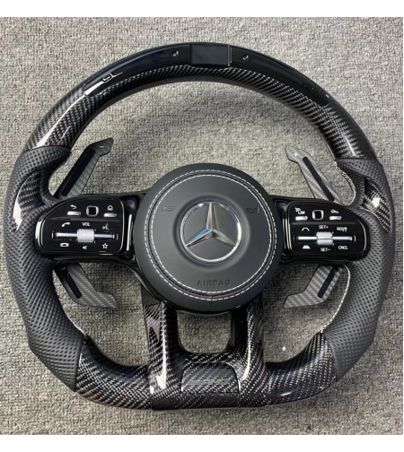 Mercedes AMG волан Carbon & кожа с LED дисплей и бял шев