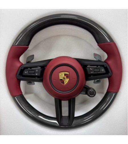 Porsche спортен карбонов волан с червена кожа и Drive Mode селектор