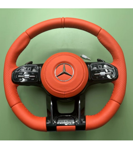 Mercedes AMG спортен волан – Червена кожа & Carbon (2019–2022)