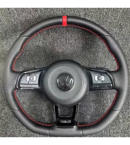 Volkswagen спортен волан – кожа и червен шев (Golf, Passat, Tiguan)