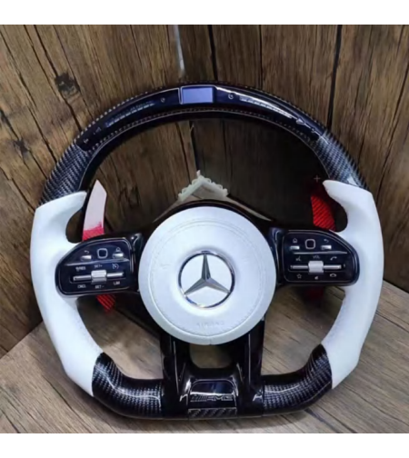 Mercedes-Benz AMG спортен волан – Карбон & Бяла кожа с дисплей и пера
