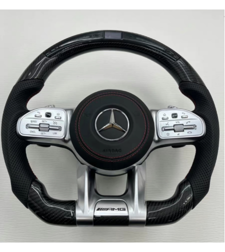 Mercedes AMG волан Carbon & кожа с LED дисплей и червен шев