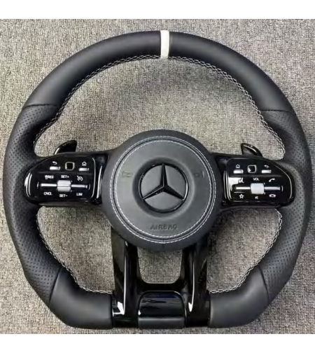 Mercedes AMG спортен волан – Перфорирана кожа & Контрастен шев 2018–2022