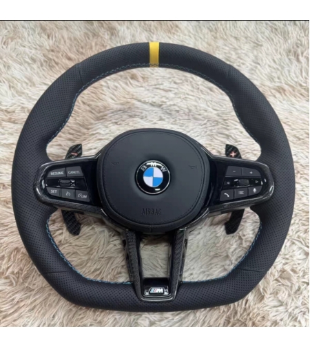 BMW M Performance волан – кожа с жълта лента и сини М шевове – G серия