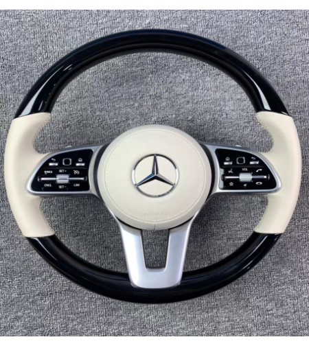 Mercedes спортен волан – Бежова кожа & Черен гланц (2018–2022)