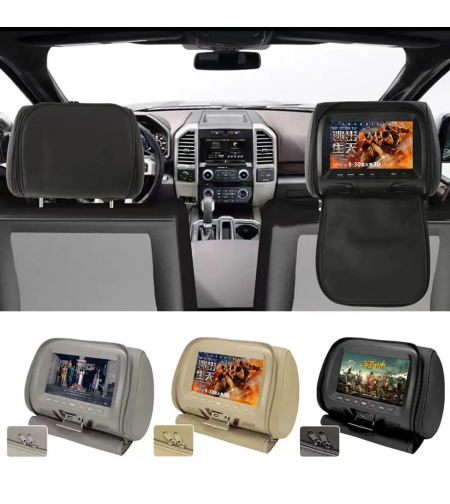 LCD-TFT headrest set with integrated monitor