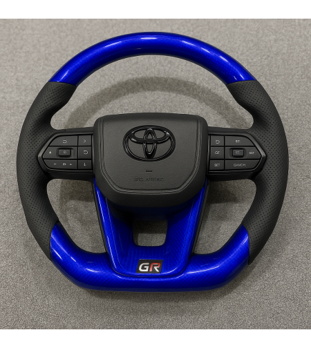 Toyota GR спортен волан син карбон кожа Yaris Corolla C-HR
