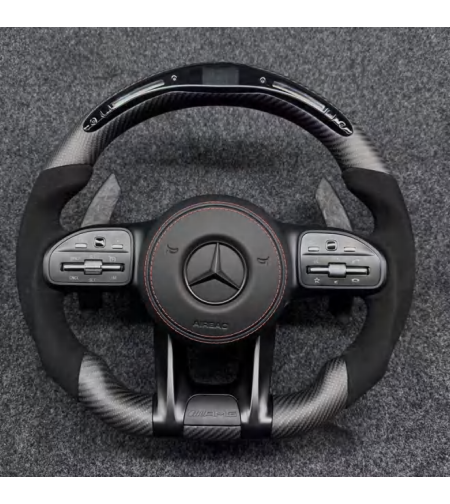 Mercedes AMG спортен волан с LED дисплей – Carbon & Alcantara (2019–2022)