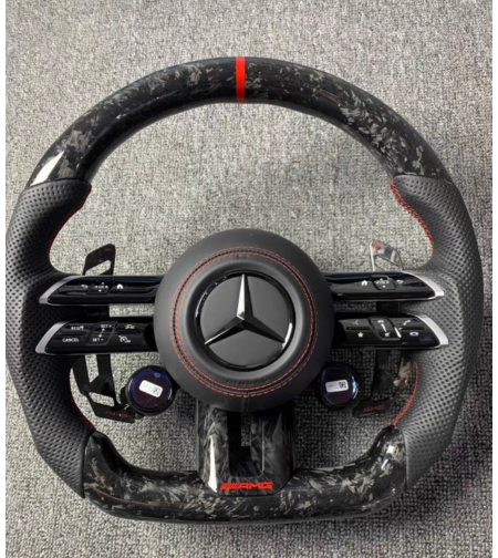 Mercedes AMG спортен волан Carbon с червен маркер и контролери