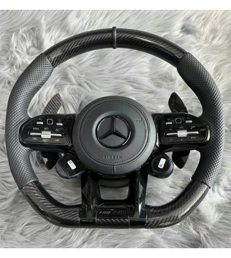Mercedes AMG спортен волан Carbon с контролери и черен шев