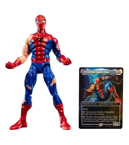 PRE-ORDER: Marvel Legends Magic: The Gathering - Battle-Damaged Spider-Man Екшън Фигурка + фойл промо карта