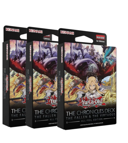 PRE-ORDER: Yu-Gi-Oh! TCG The Chronicles Deck: The Fallen & The Virtuous ( 3 фойл тестета за игра)