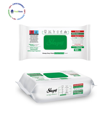 Sleepy Eazy Clean 100 бр. универсални мокри почистващи кърпи с бял сапун